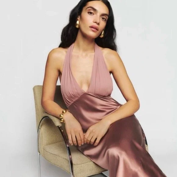 NWT Reformation Backless Dress in Mauve pink - Picture 1 of 8